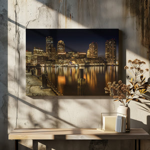 Art Prints of BOSTON Fan Pier Park & Skyline at night