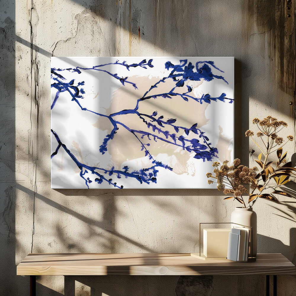 Navy Blue Blossoms On Tree Branches