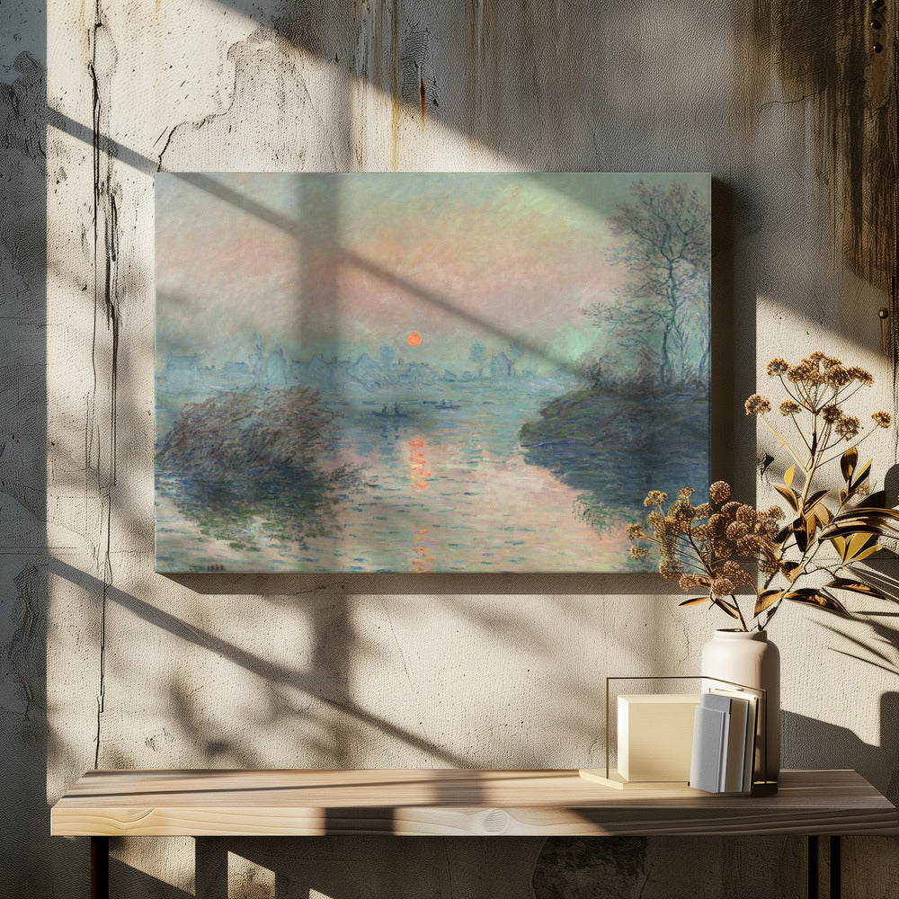 Sun Setting On the Seine At Lavacourt (1880) Claude Monet