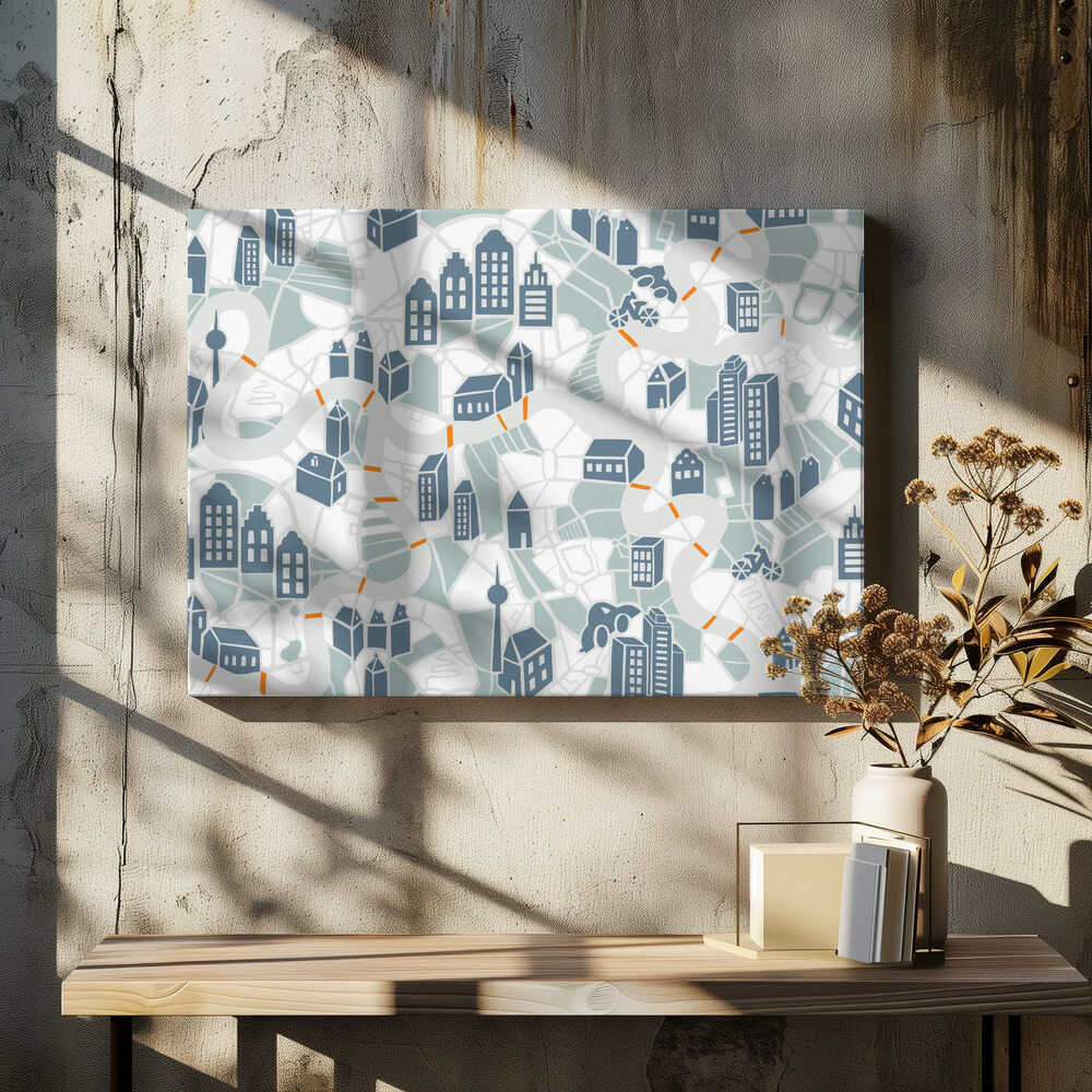 City life map soft grey pattern