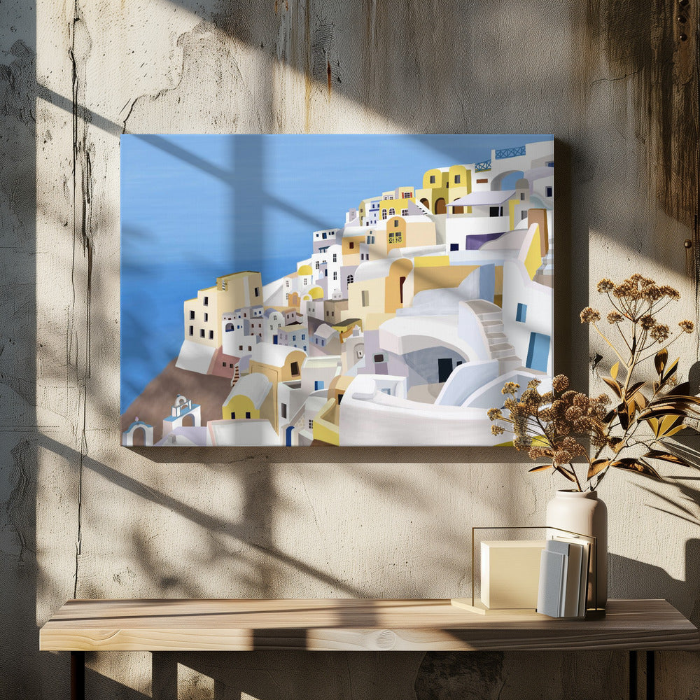 Santorini, Greece Cliff View by Artist Carla Daly