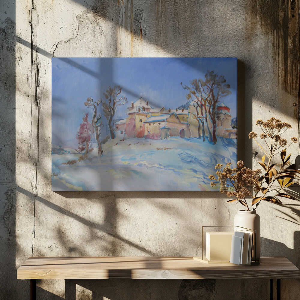 Winter landscape with castle