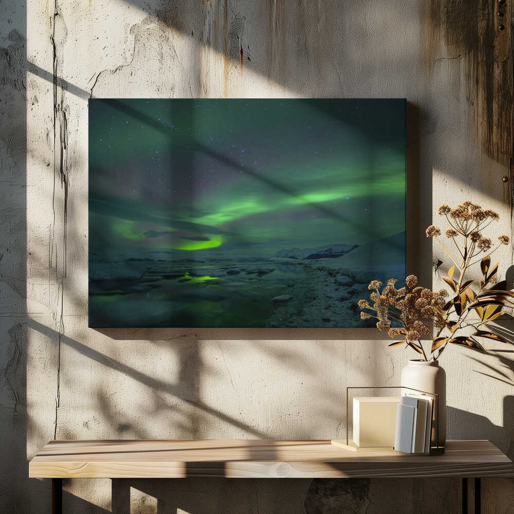 Northern lights at Jokulsarlon