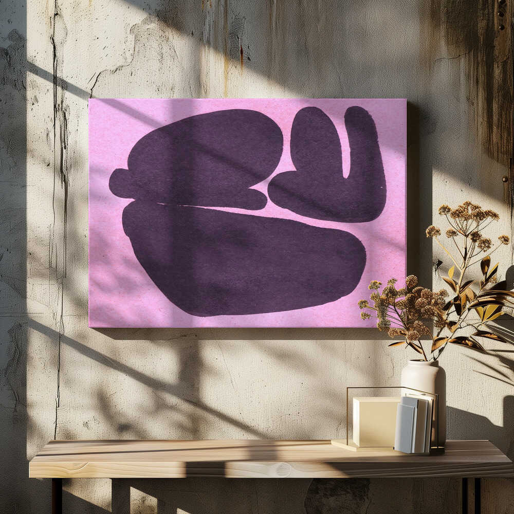 Black Shapes On A Textured Pink Background