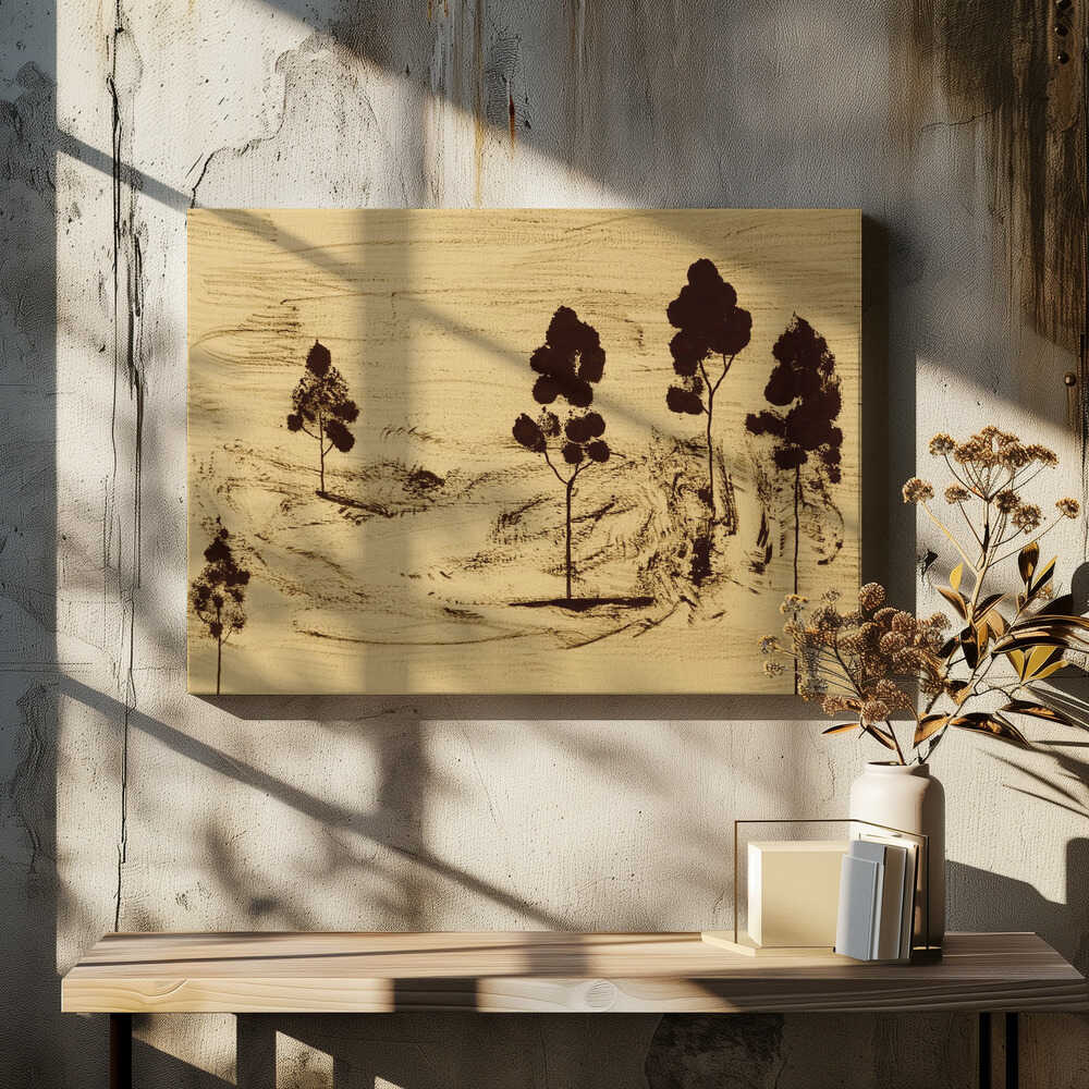 Stylized Trees With Dark Silhouettes