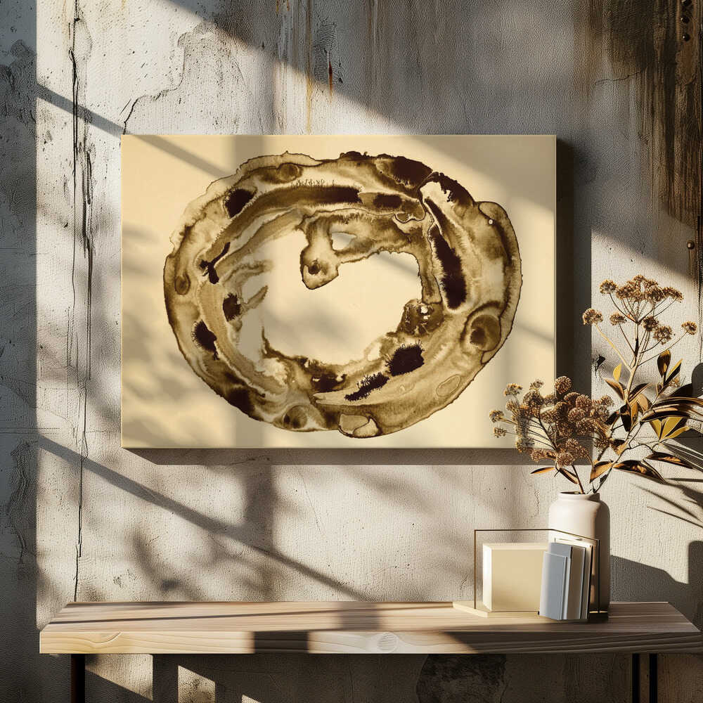 Swirling Brown Circular Pattern On A Beige Background