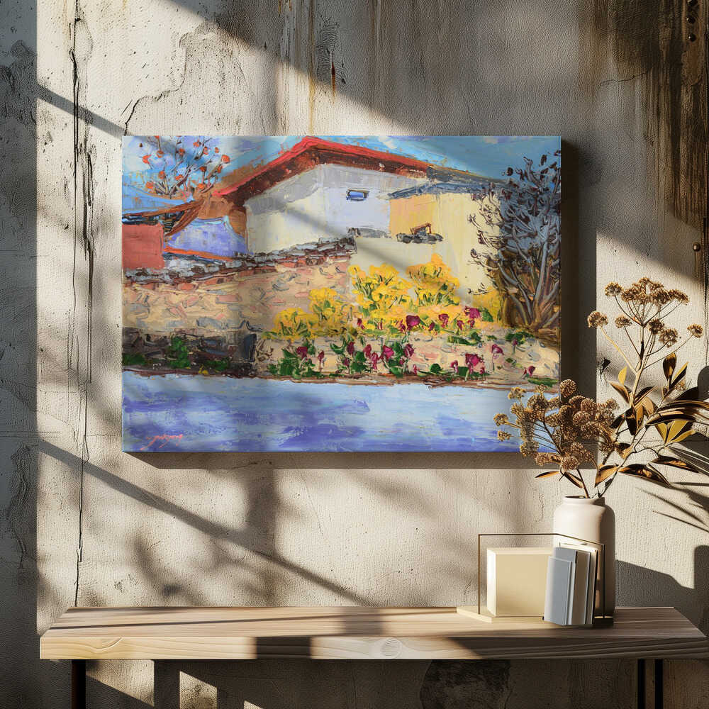 Chrysanthemums Blooming Under the Wall