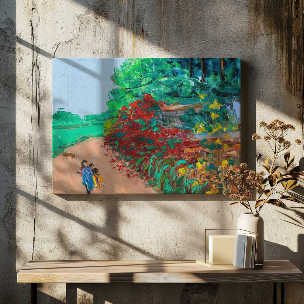 Wild Rose Wall Path Oil On Canvas