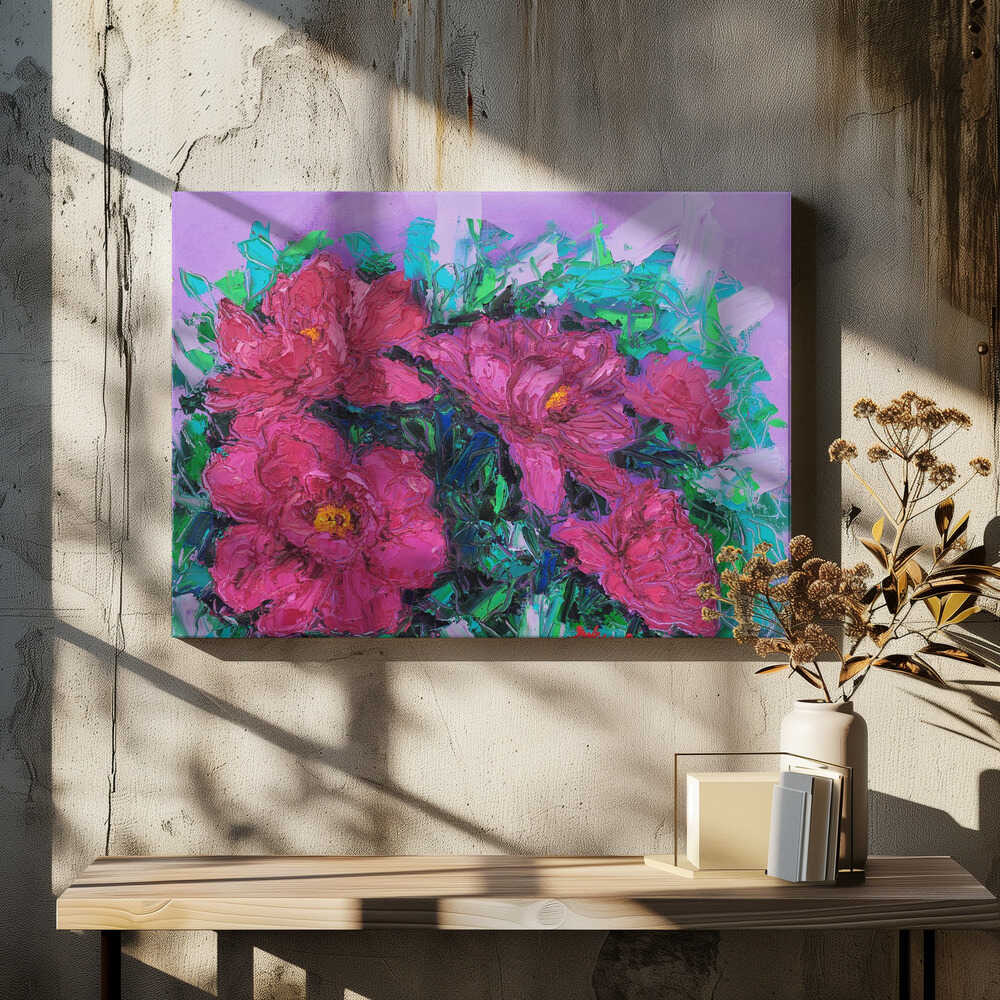 red peony oil on canvas