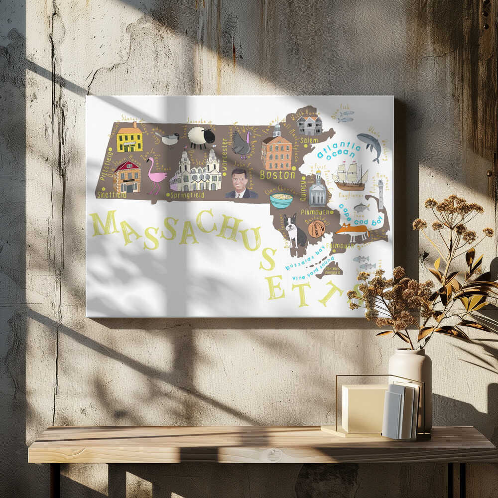 Illustrated Map of Massachusetts by Artist Carla Daly