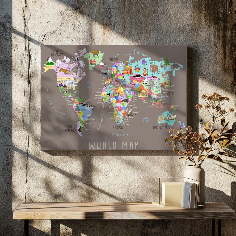 Colorful Illustrated World Map