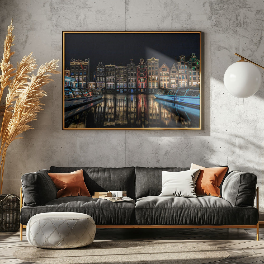 Art Prints of "Dancing Houses" on the Damrak Canal in Amsterdam