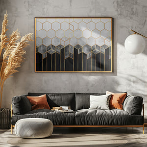 Art Prints of Soft Blue Gradient Cubes