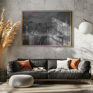 Art Prints of NEW YORK CITY Monochrome Night Impressions - Panoramic