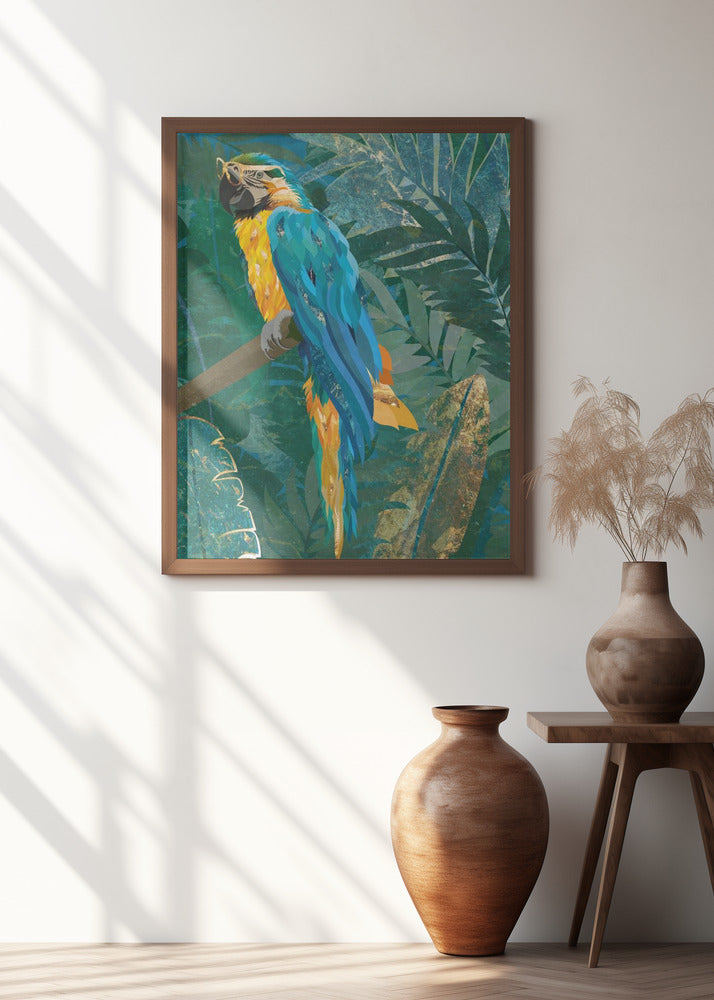 Blue parrot in the rainforest