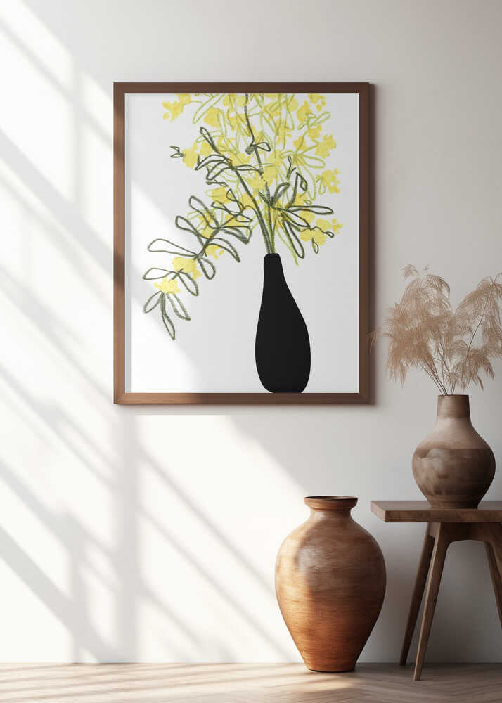 Yellow blooms in a vase