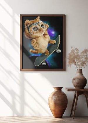 Canvas Art Print cat on skateboard