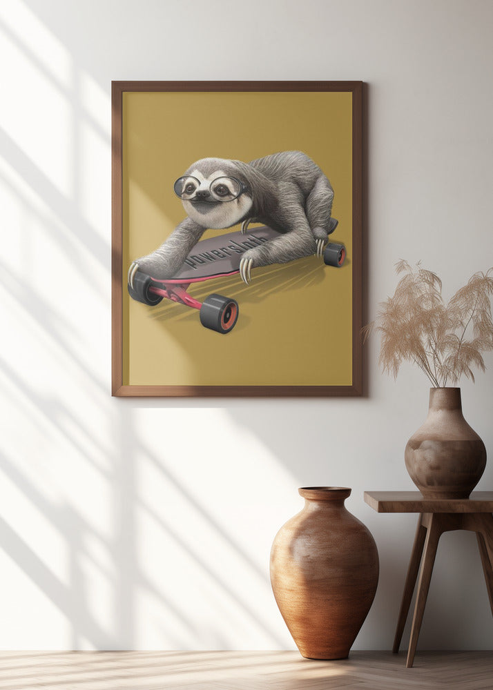 Canvas Art Print sloth on skateboard