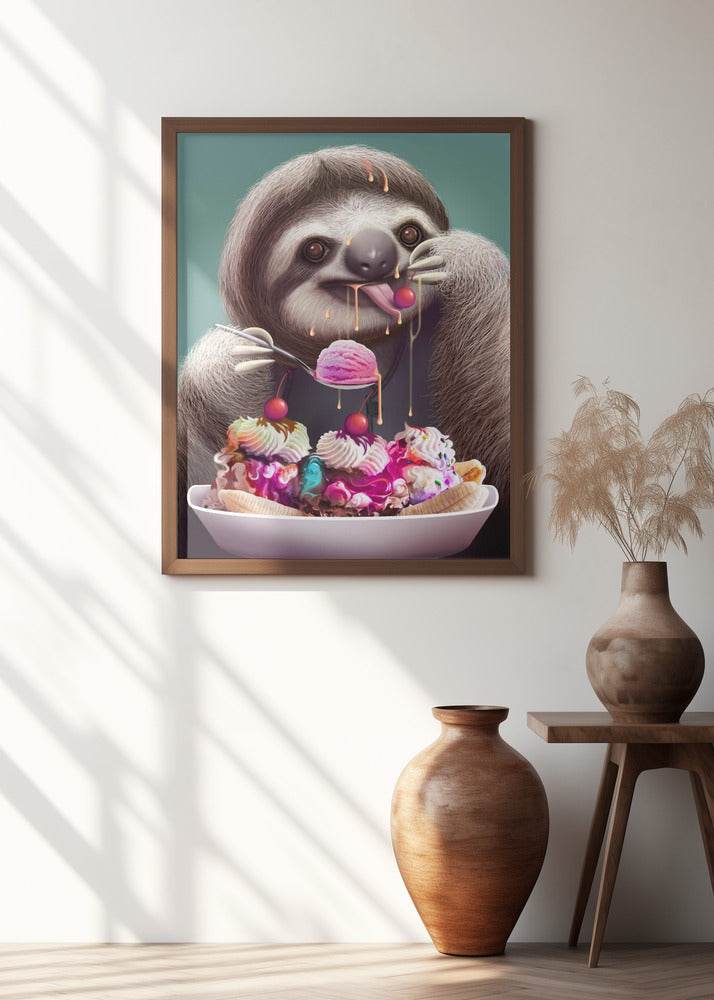 SLOTH ENJOYING ICE CREAM