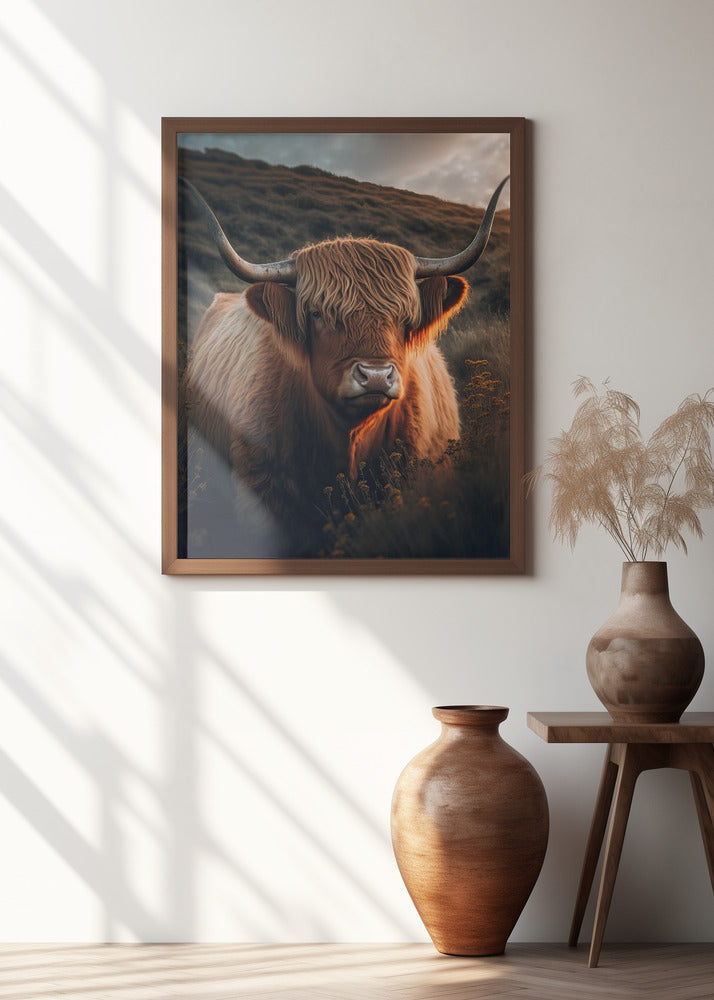 Highland Cow With Big Horns