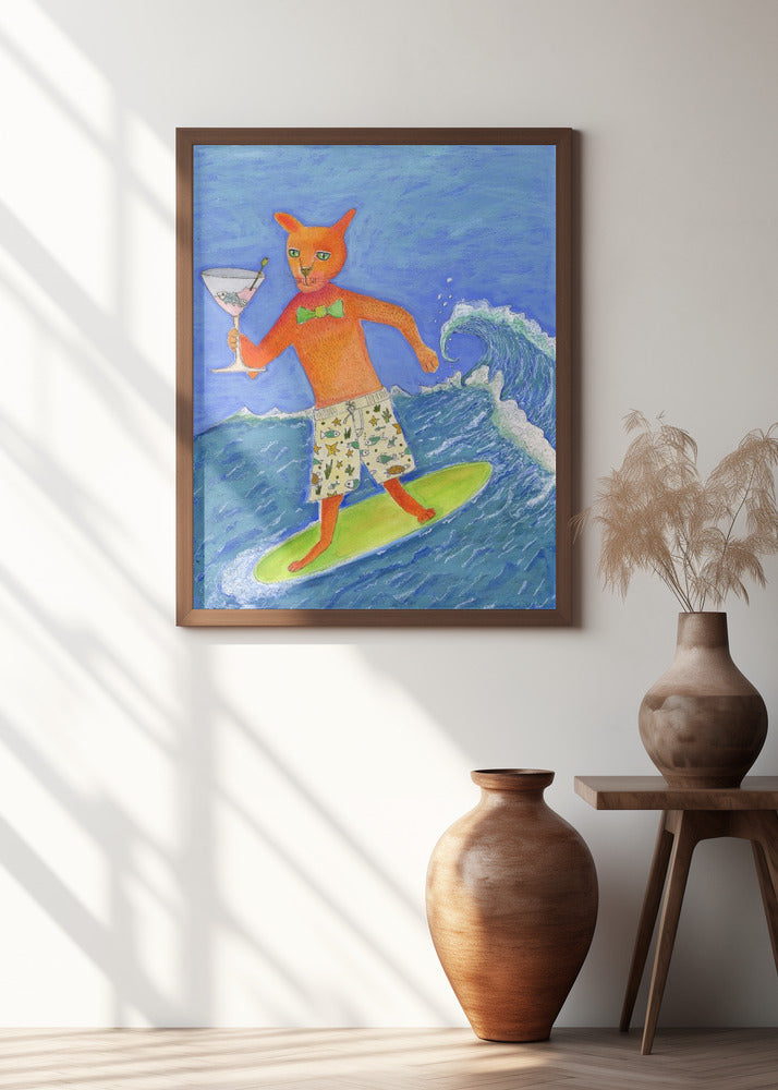 Surfing Cocktail Cat
