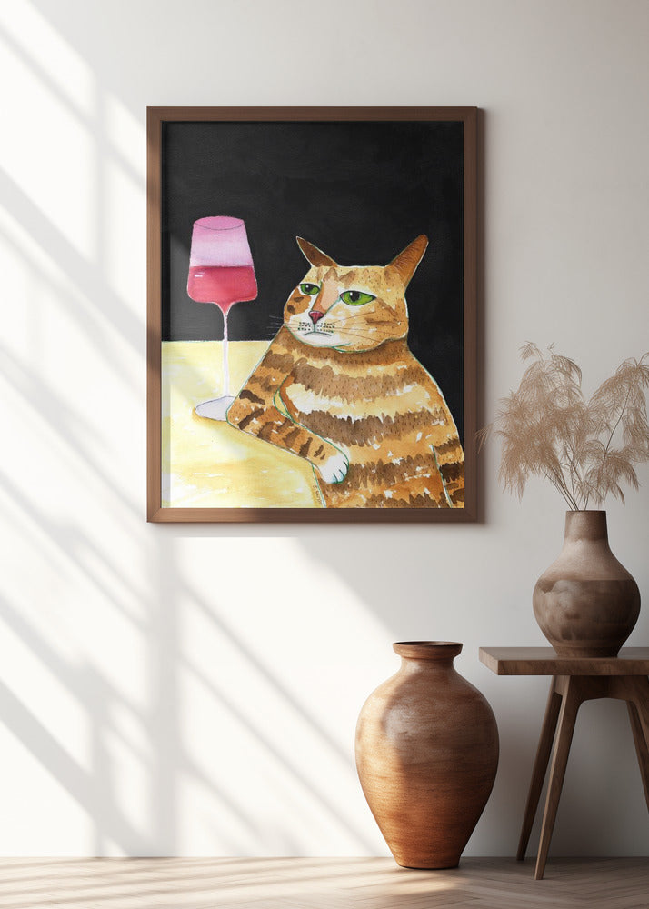 Cat Friday Night Drinks Wine Funny Cat Humour