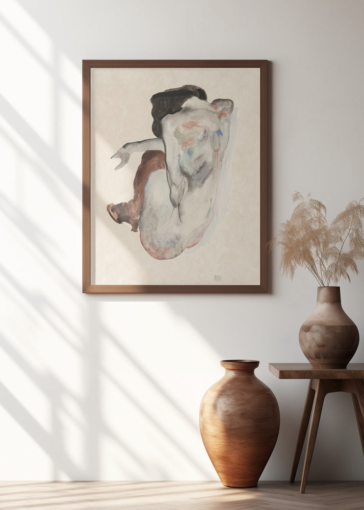 Crouching Nude In Shoes and Black Stockings 1912