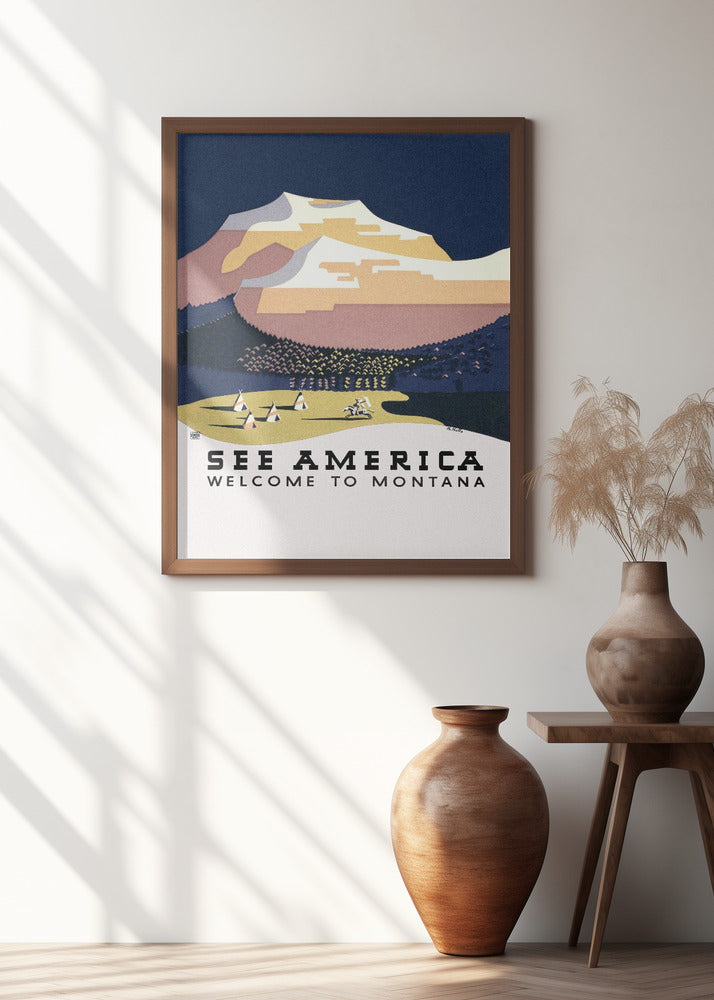 See America. Welcome To Montana (1936) Travel Poster By Richard Halls