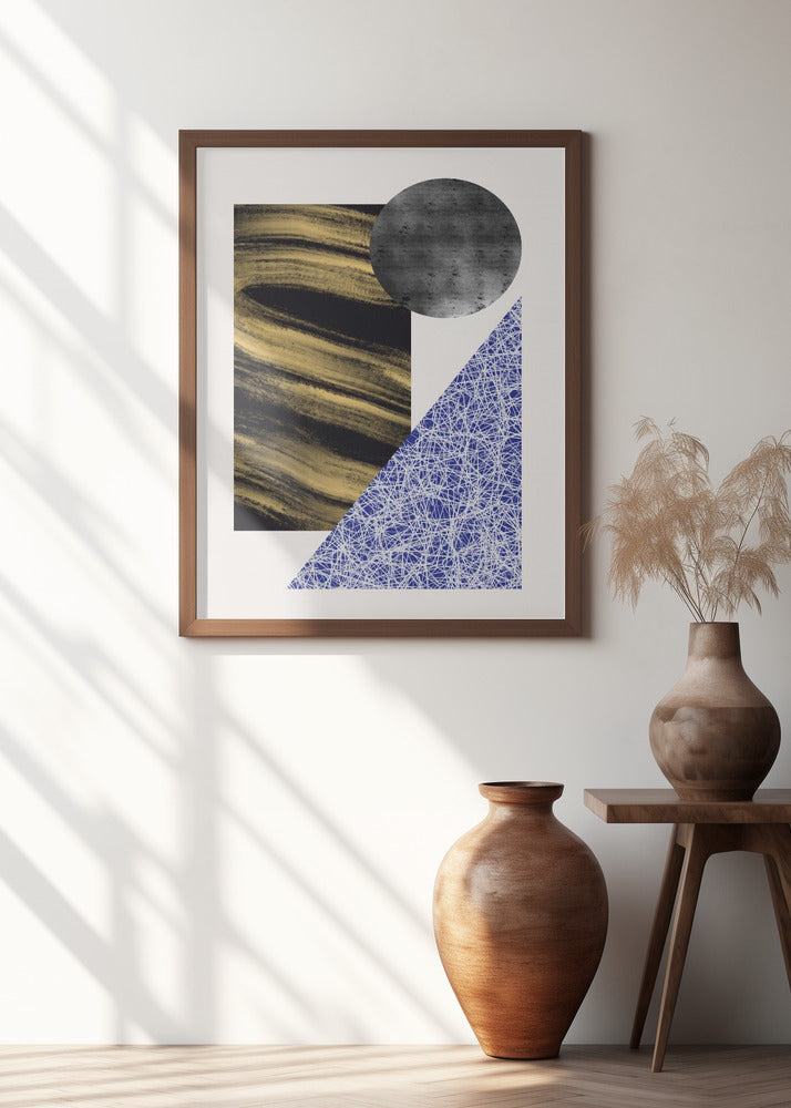 Geometric Shapes With A Black And Gold Textured