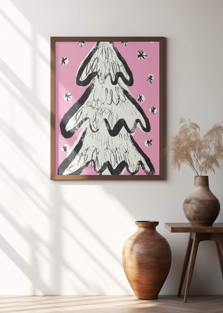 Christmas Tree And Snow Pink