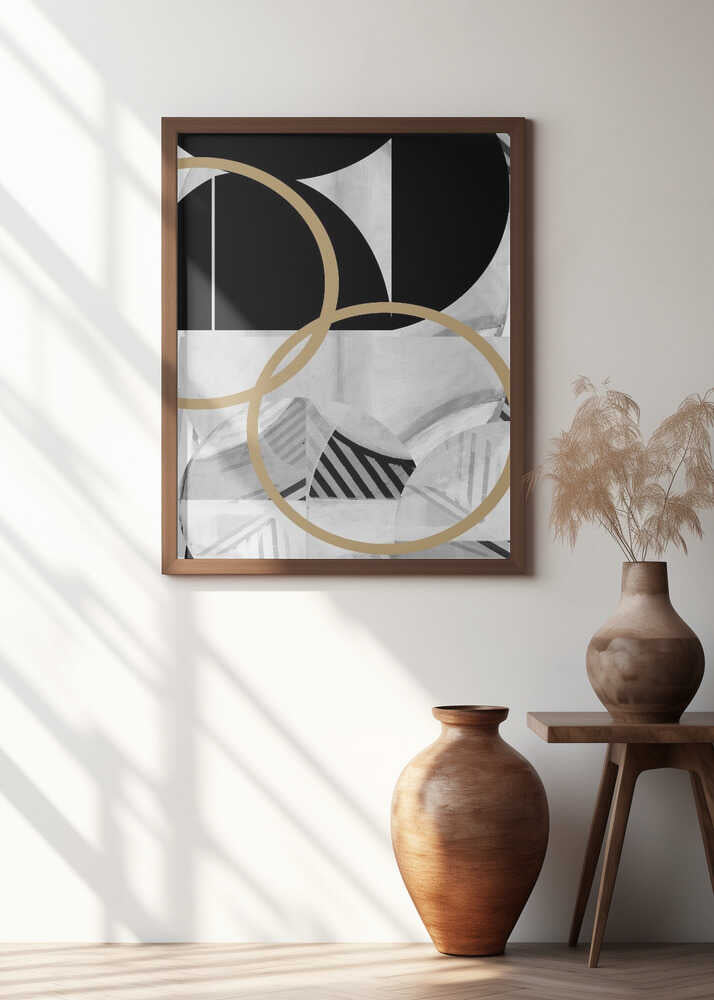 Black and White Stripes Gold Spheres No2