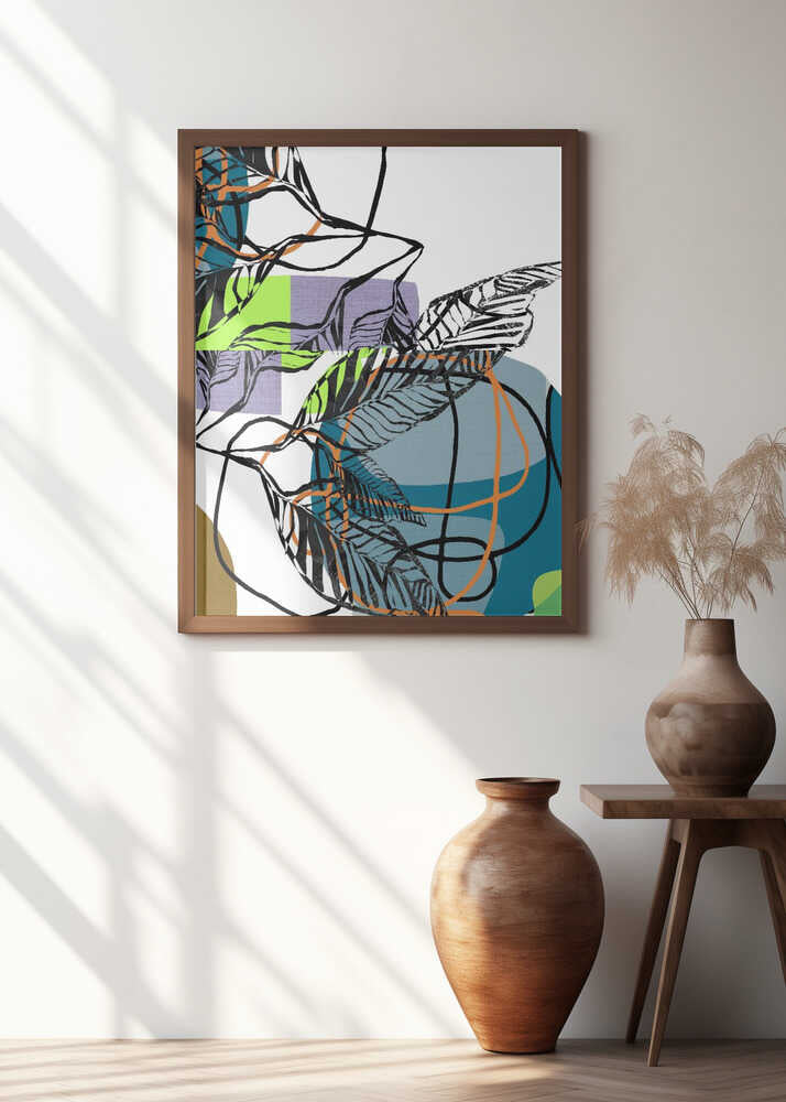 Abstract Black Leaves With Colour No1