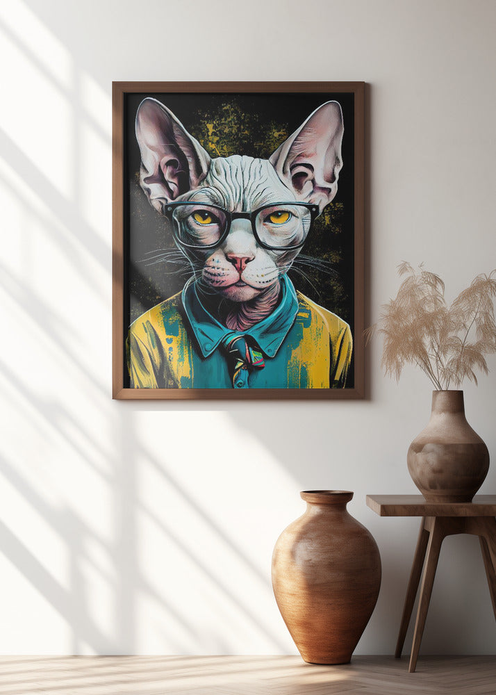 Hipster cat animal art