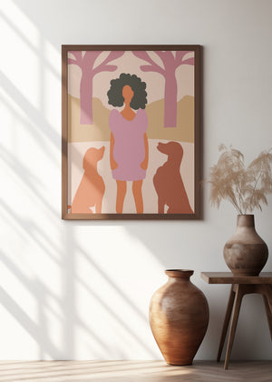Art Prints of Lady in dog park