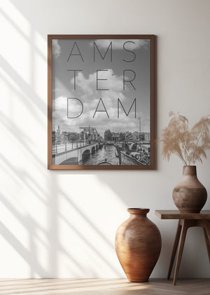 Art Prints of AMSTERDAM Magere Brug | Text & Skyline