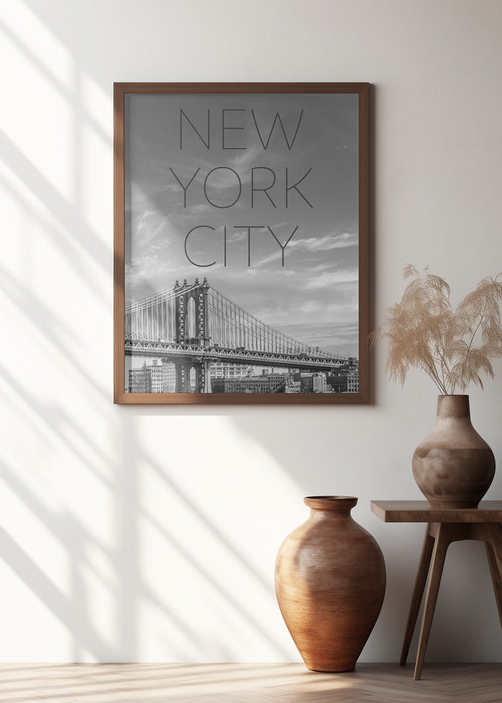Art Prints of NYC Manhattan Bridge | Text & Skyline