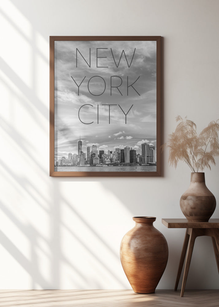 Art Prints of NYC Lower Manhattan & Hudson River | Text & Skyline