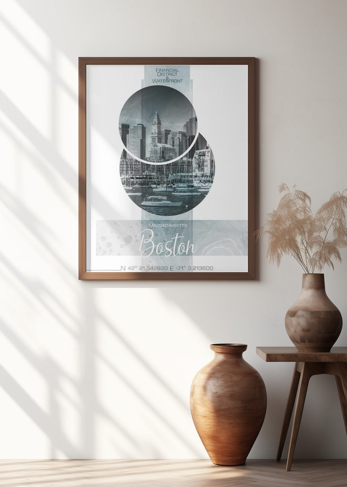 Art Prints of Poster Art BOSTON Waterfront | turquoise marble