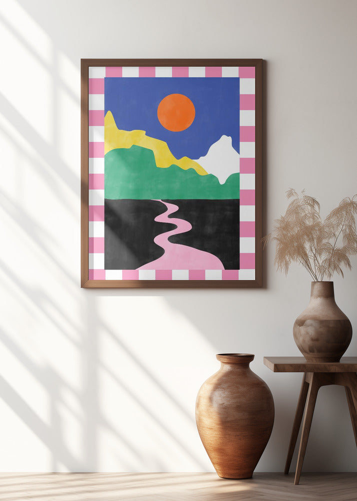 Minimalist Landscape with Vibrant Colors