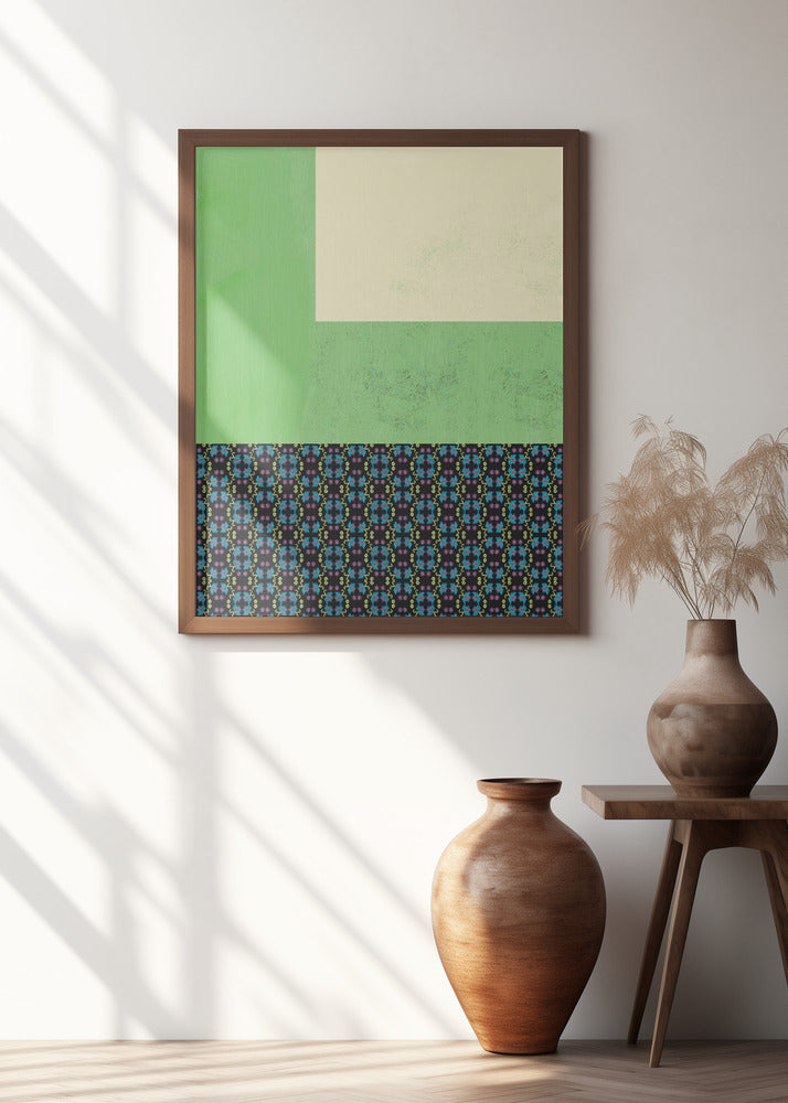 Pastel green and nyonya pattern collage