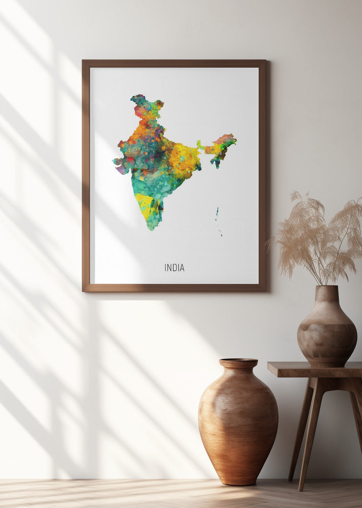 India Watercolor Map