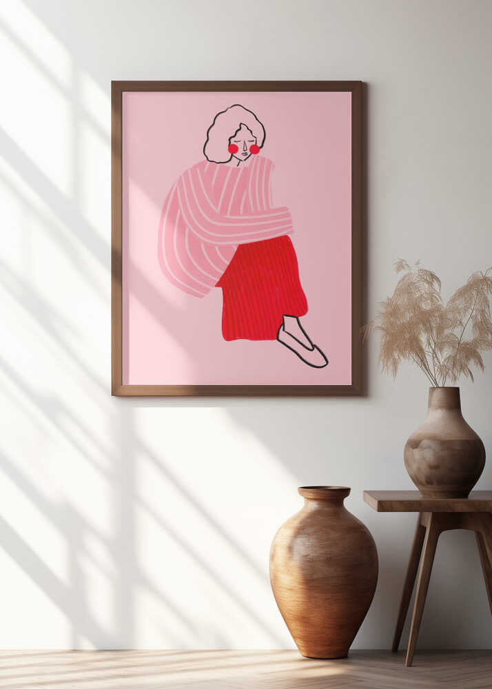 Pink and Red Line Lady