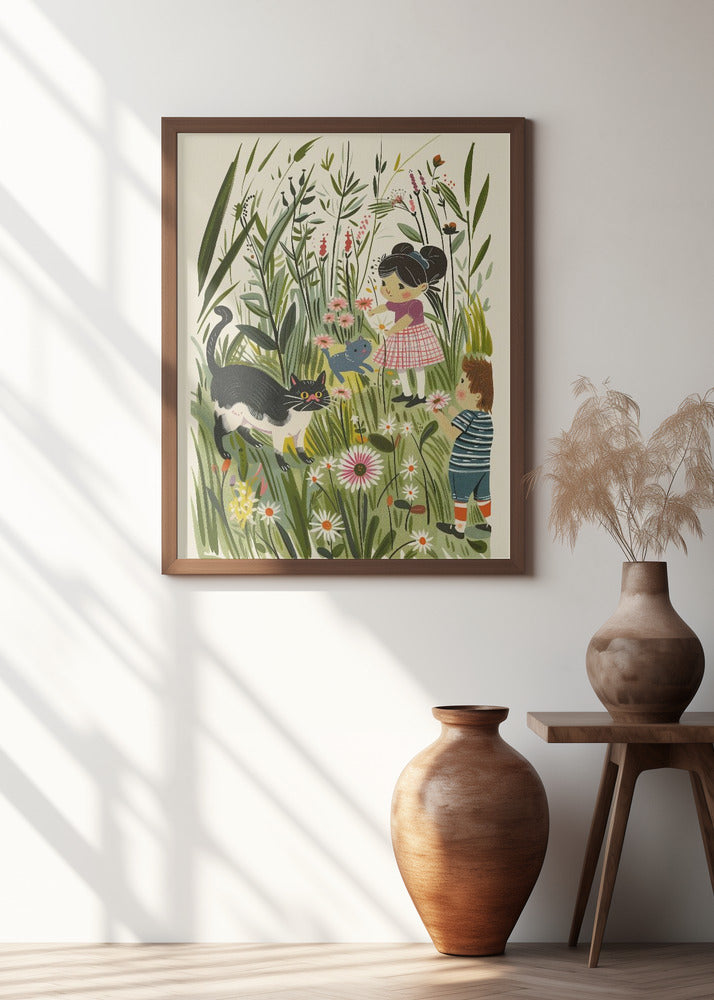 Vintage Kids and Cats Poster