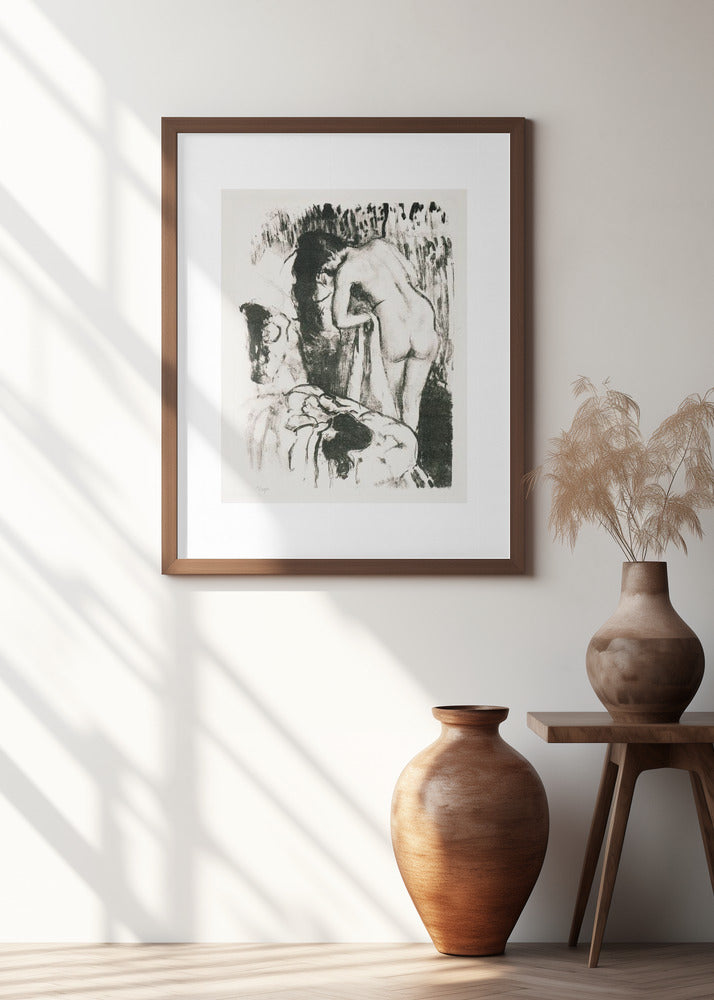 Nude Woman Standing, Drying Herself