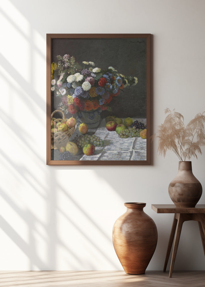 Still Life With Flowers and Fruit (1869) By Claude Monet