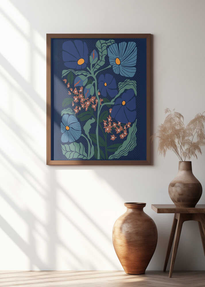 Klimt Flower Dark Blue