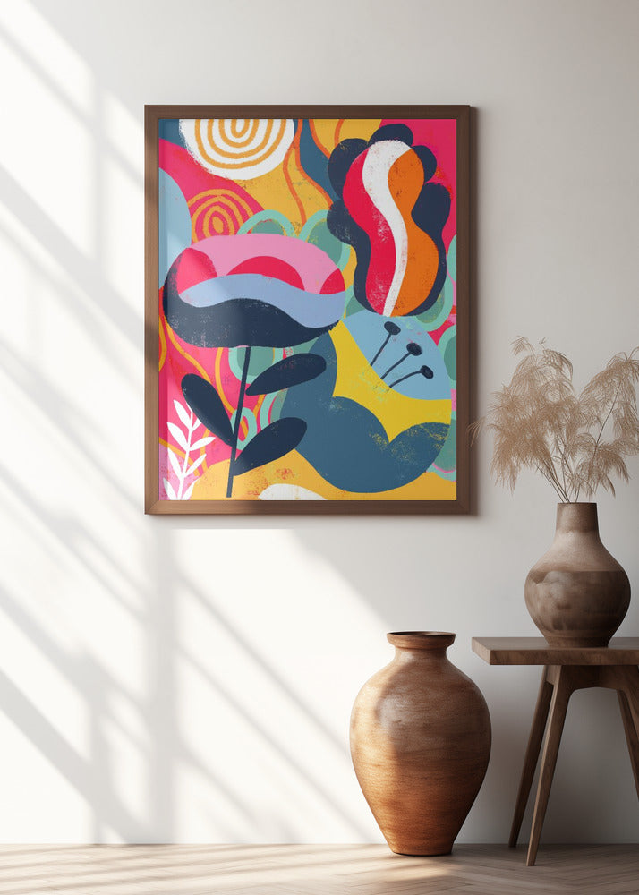 Colorful Shapes And Floral Elements