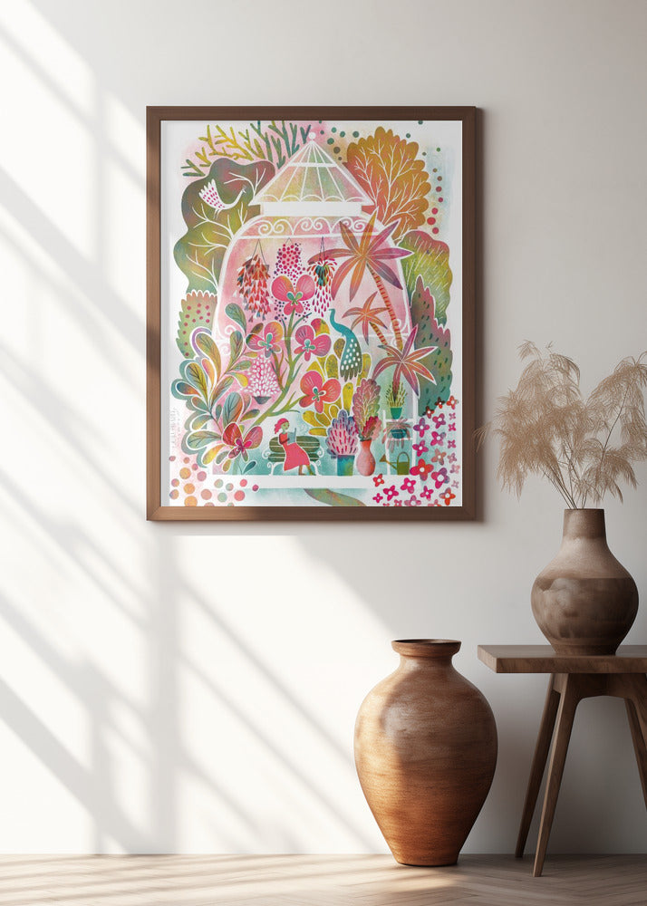 Reading In A Tropical Blooming Greenhouse