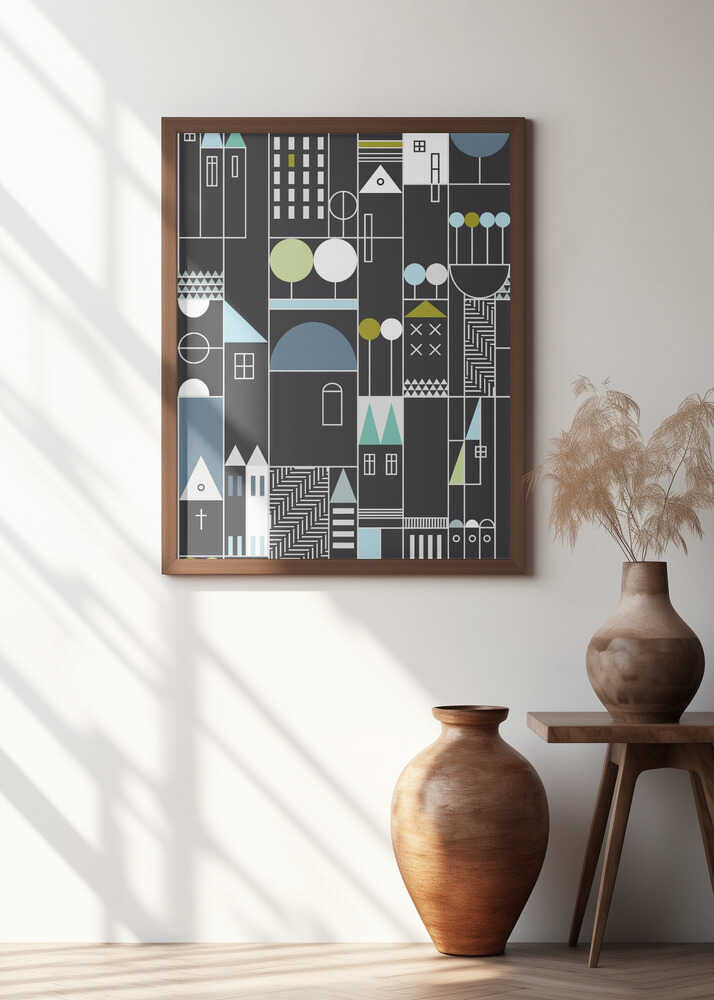 City life blocks moonless night pattern