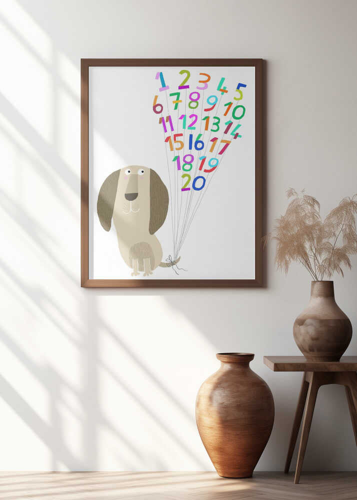 Dog with Numbers 1 to 20 by Artist Carla Daly
